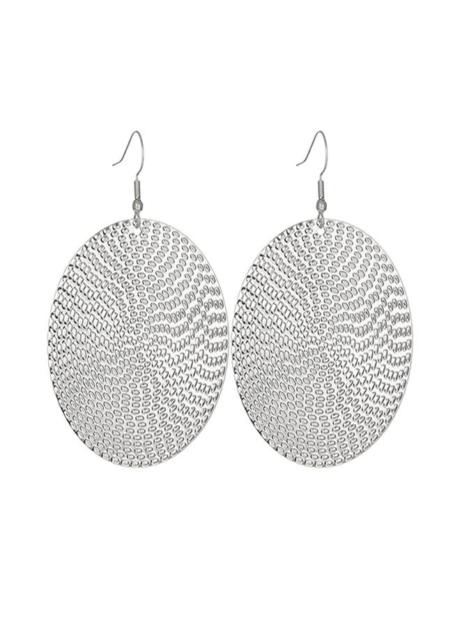 Anmpab Boho Large Disc Earrings for Women Vintage Geometric Hammered Round Circle Drop Dangle Earrings Statement Jewelry (Silver) - Image 1